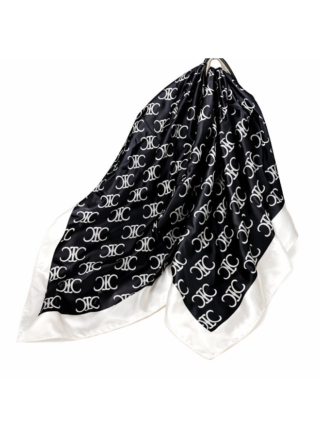 TaimAs Women’s Printed Satin Scarf 90x90 cm – Elegant Square Shawl for Hijab, Neck & Fashion Styling - Image 2